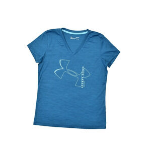Under Armour Women's Blue HeatGear Loose Fit V-Neck T-Shirt Short Sleeve Size M